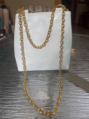 White Mini Chain-Handle Shoulder Bag